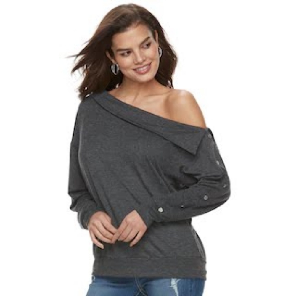 Jennifer Lopez Embellished one shoulder sweatshirt